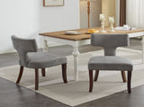 Mid Century Modern Dining Chairs Set of 2, Farmhouse Linen Fabric Upholstered Accent Chair Curved W1143P186367