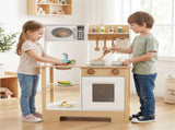 Kids Wooden Play Kitchen with 13 Accessories, Pretend Cooking Set with Chalkboard for 3, White 68389414
