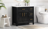 36" Bathroom Vanity with Sink Top, Bathroom Vanity Cabinet with Two Doors and Three Drawers, Solid N725P198316B