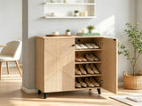 HiddenDoor Entryway Shoe Storage Cabinet, Narrow Vertical Engineered Wood Shoe Organizer with 89041893