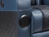 Alair Blue & Black Leather Aire Power Motion Recliner W/Bluetooth, Wireless Charger & Cupholder B2726P321025