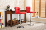Swivel Faux Leather Adjustable Hydraulic Bar Stool, Set of 2, Red T2574P164842