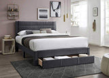 Luxury Contemporary Look 1pc Queen Size Bed w Storage Drawer Charcoal Corduroy Headboard Bedframe B011P238964