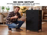 2/4-Drawer Dresser with Metal Frame & Wood Top, Fabric Storage Organizer, Black 11064402