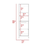 Kitchen Pantry 59" H, Two Open Storage Shelves, Single Door Cabinet, Two Interior Shelves, White B097133148