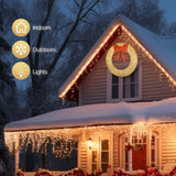 48in Pre-Lit Outdoor Christmas Wreath Decoration, LED Metal Holiday Decor for Home Exterior, Garden 11045968
