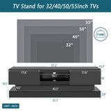 51.18inch Black morden TV Stand with LED Lights,high glossy front TV Cabinet,can be assembled in W67963291