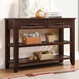 Console Sofa Table with 2 Storage Drawers and 2 Tiers Shelves, Mid-Century Style 42'' Solid Wood W120284583