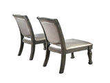 Set of 2 Leatherette Upholstered Side Chairs in Gray and Silver B016P222683