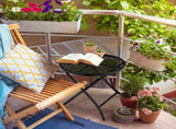 18 inch Folding Side Table, Metal Steel Outdoor Round Coffee Table with Flower Cutouts for 23715014