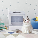 ZNTS Large Enclosed Cat Litter Box with Lid Cover, Detachable Cat Toilet with Litter Scoop & Slide Out 04861288