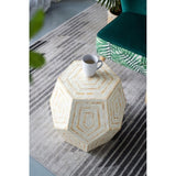 18x18x21" Hexagonal Capes Capiz Stool, Cream/Yellow W2078P326492