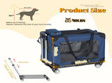 2 in 1, 28'' Collapsible Travel Dog Crate for Medium Large Dogs, Rolling Pet Carrier with Wheels, 53409239
