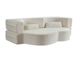 Modern Floor Sofa with 2 Pillows,Convertible Plush Corduroy Foam-Filled Sleeper Sofa Bed,15" Full 74915153