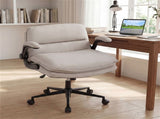 Criss Cross Chair with Flip-Up Arms, Faux Leather Cross Legged Office Chair with Adjustable Height & 89058747