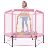 ZNTS 55'' Toddlers Trampoline with Safety Enclosure Net and Balls, Indoor Outdoor Mini Trampoline for 33415175