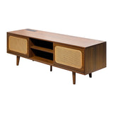 ZNTS Mid Century Modern Rattan TV Stand for 55/60/65 inch TV , Entertainment Cabinet, Media Console for W2977P224349