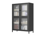 Classic Metal Storage Display with 4 Glass Doors 4 Shelves Bookcase Side W2378P176270