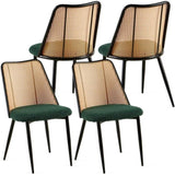 Green Rattan Dining Chairs Set of 4,Boucle Chairs with Natural Cane Back, Upholstered Dining Room W1164P218674