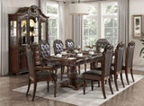 Formal Chairs Set of 2 Cherry Finish Button-Tufted Faux Leather Upholstered Traditional B011P168157