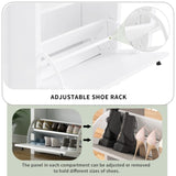 ON-TREND Functional Entryway Organizer with 2 Flip Drawers, Wood Grain Pattern Top Shoe Cabinet with WF308547AAK