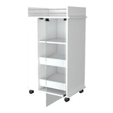 Lusk Bar Cart with 2-Bottle Holder Shelf, Glass Door and Casters B128P176151