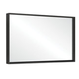 36x24inch Black Rectangular Bathroom Mirror Square Angle Metal Frame Mounted Hanging Plates W2091127006
