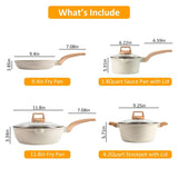 Kitchen Cookware Set Pots and Pans Set White Nonstick Granite Coating Dishwasher Safe Fast Even Heat 67861779