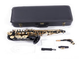 Be Brass Carving Pattern Pearl White Shell Button Saxophone with Strap Black 68095818