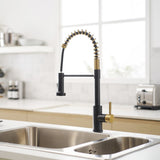 Commercial Black and Nickel Gold Faucet with Pull Out Sprayer, Single Handle Single Lever W1932P172336
