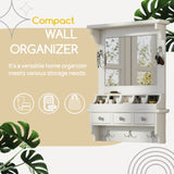 Floating Makeup Vanity with Big Mirror, Wall-Mounted Storage Vanity with Drawers, Pockets & Hooks, N844P292485A