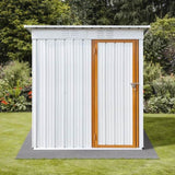 ZNTS Metal garden sheds 5ftx4ft outdoor storage sheds white+yellow W135064976