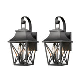 Black Outdoor Wall Lantern 2-Light, Large Outside Modern Wall Sconce Fixture, Industrial Porch W2714P218530