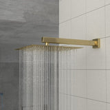 Dual Shower Head - 12 Inch Wall Mounted Square Shower System with Rough-in Valve,Gold W1243132137