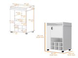 Allandale 1-Door Bar Cart with Wine Rack and Casters White B062111720