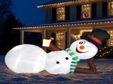 9.8 FT Lighted Christmas Inflatable Decoration, Large Inflatable Lying Snowman, Funny Blow Up Yard 62074285