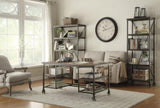 Modern Traditional Aesthetic 1pc Writing Desk with 4x Shelves Metal Casters Natural Finish and B011P232135