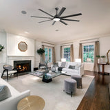 72 Inch Modern Large Design Ceiling Fans With Smart Remote Control 6 Wind Speed DC Motor Black for W934P262456