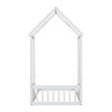 ZNTS Twin House-shaped Roof Headboard Floor Bed,,,White W504P145328