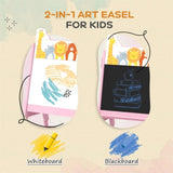 Doubel-Sided Easel w/ Whiteboard, Chalkboard, Storage Boxes Pink 34943519