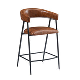 26'' Counter Stools Set of 2, Pu Upholstered Counter Stools with iron Frame, Backrest, Footrest, Arm N780P199985B
