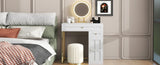 31.5'' Makeup Vanity Desk with Lighted Mirror, Luxury Dressing Table with 2 Drawers and 1 Cabinet, 3 N704P210486K