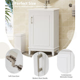 20 Inch Modern Small Bathroom Vanity Cabinet With Ceramic Basin- 20*14.5*33.3 Inches,Ample WF318756AAK