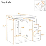 36'' Bathroom Vanity with Ceramic Sink Combo, Solid Wood Frame Bathroom Storage Cabinet, N710P243327K