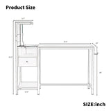 Computer Desk with Power Outlet & Storage Shelves, Study Writing Table with USB Ports Charging W578P191952