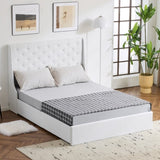 Upholstered Queen Platform Storage Bed Frame with 4 Drawers, Wingback Headboard with Button Tufted 78963941