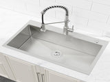 Kitchen Sink, 33x22 Single Bowl, Overmount Handmade Sink in Brushed Nickel, with US Standard Drain 80141518