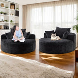 55''L Chenille Sponge single sofa,No Assembly Required,Fluffy Modern Sleeper Chair for Living room, W834P221028