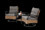 ZNTS Outdoor Swivel Rocker Chairs Set 3 Piece with 1 Table and 2 Rocking & Swivel Chairs Support 350lbs W640P256770