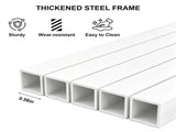 Freestanding White Room Divider with Storage Shelves, Slatted Room Partition Bookcase, Modern W3101P575904
